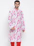 Vastramay  Men's Pink Cotton Blend Kurta